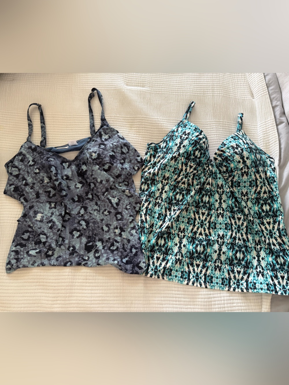 Two swim tops 
left- New directions size Medium 
Right- Island Escape size 12
